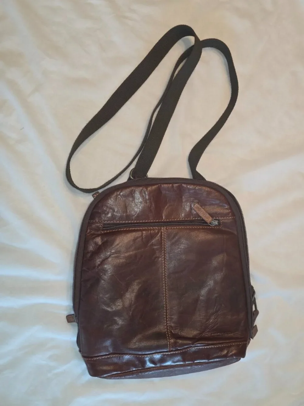 Jack Georges Leather Convertible Backpack Crossbody Voyager Messenger Bag